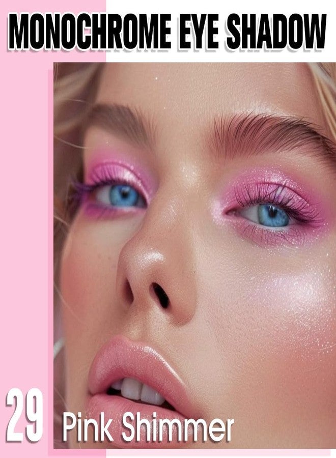QIDSTERS Pink Shimmer Single Eyeshadow, Lightweight Blendable Mini Eye Shadow for Older Women, Monochrome Eyeshadow Palette Makeup Pigmented Waterproof, Vegan & Cruelty-Free, 29 - Image 2
